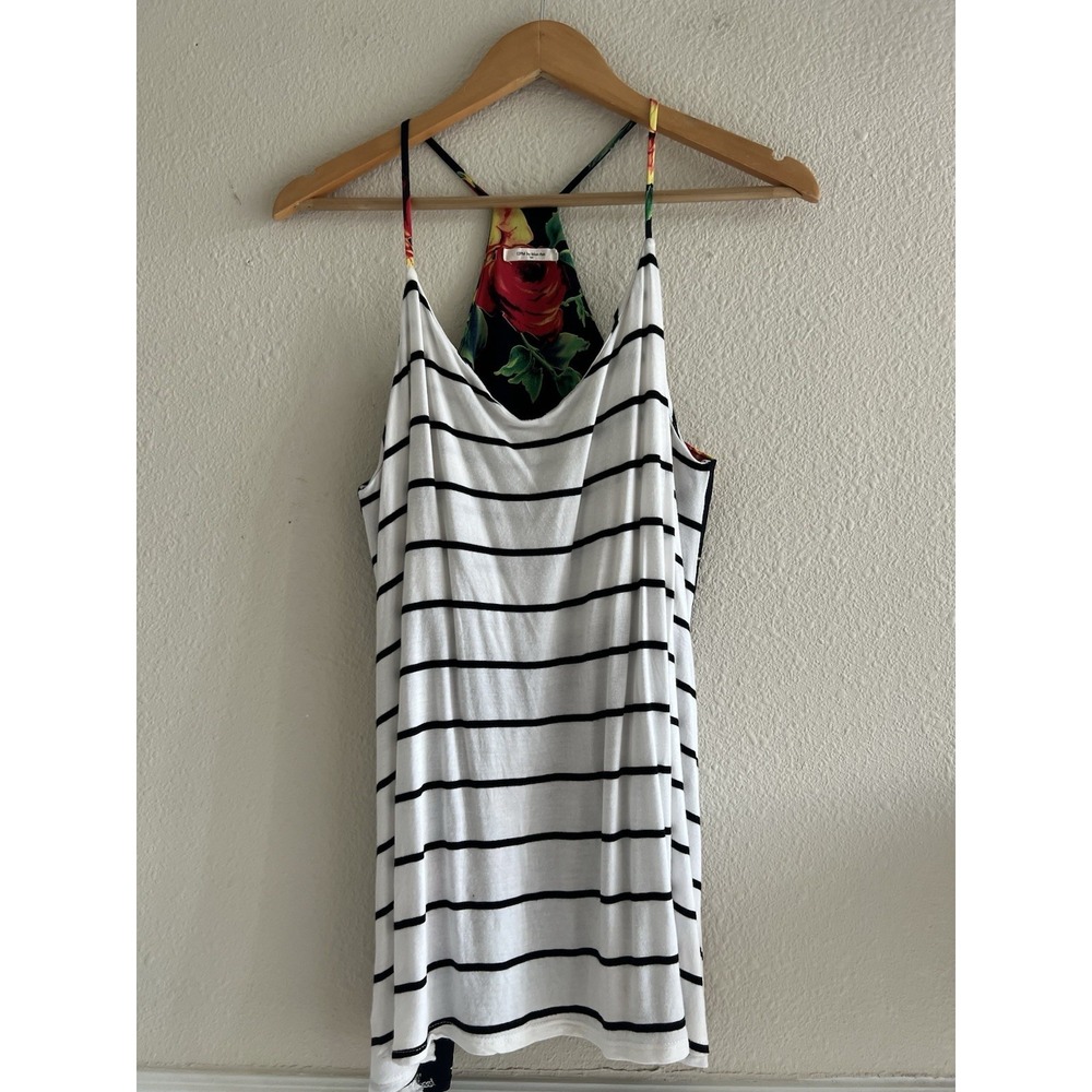 12 PM By Mon Ami Floral Striped Tank Top Size Medium Preppy Feminine
